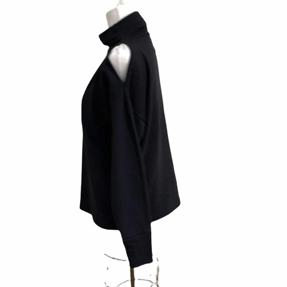 Varley Looser Fit  Mock Neck Cold Shoulder Black Sweatshirt SZ S - Picture 3 of 6